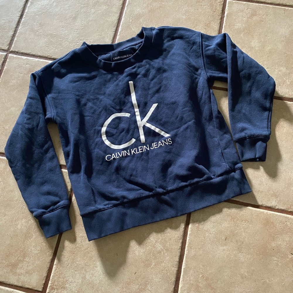 (A139)Mens Calvin Klein Navy Blue Sweatshirt Size Small